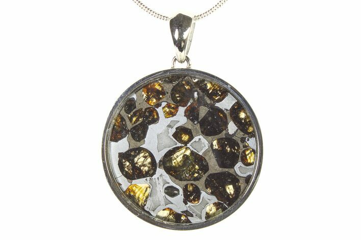 Sericho Pallasite Round Meteorite Pendant - Kenya #336128